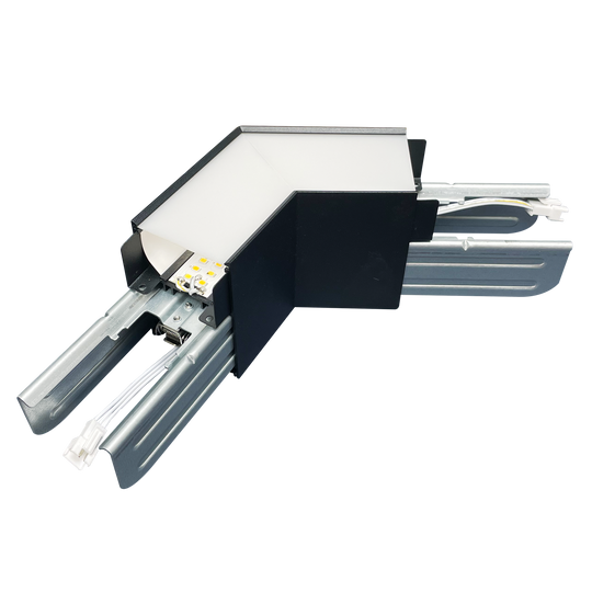 LR42629 Architectural Linkable Linear V120° Connector in black finish for modular linear lighting systems