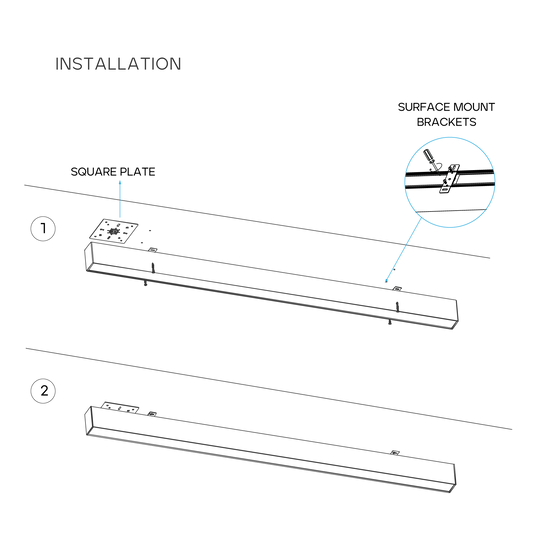 LR42632 white Architectural Linkable Linear Surface Mount Kit for secure linear lighting installation