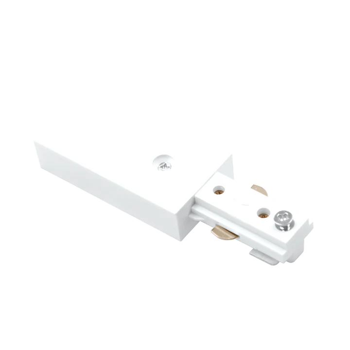 H-Track Power End Connector LR43816 in white finish for H-Type 3-wire track systems