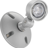 Compact LED mini outdoor remote head light with polycarbonate housing, adjustable LED lamp heads, single or double configuration, and universal mounting plate.