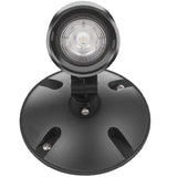 Compact LED mini outdoor remote head light with polycarbonate housing, adjustable LED lamp heads, single or double configuration, and universal mounting plate.