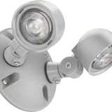 Compact LED mini outdoor remote head light with polycarbonate housing, adjustable LED lamp heads, single or double configuration, and universal mounting plate.