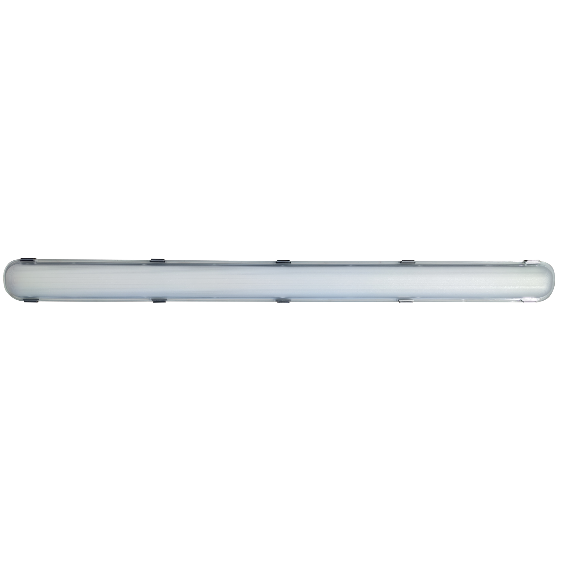 VTSR-765L-3CCT Vapor Tight LED Fixture with selectable 3500K/4000K/5000K CCT, polycarbonate housing, stainless steel latches, 0–10V dimming, and 178,000-hr rated life.