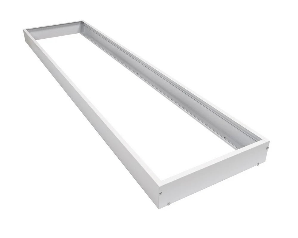 SkyLine 1x4 LED panel surface mount frame installed on drywall ceiling