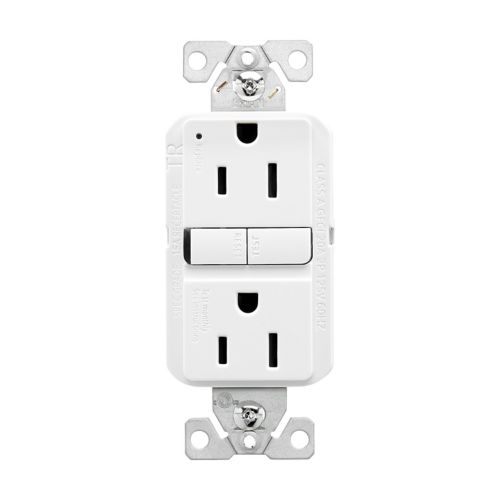 15 Amp Tamper-Resistant GFCI Outlet | 125V Slim Self-Test Receptacle | White