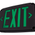 Compact wet location exit sign with red and green LED letters, single or double face, polycarbonate housing for indoor and outdoor use