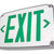 Compact wet location exit sign with red and green LED letters, single or double face, polycarbonate housing for indoor and outdoor use