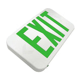 compact thermoplastic LED exit sign with red or green illumination and battery backup