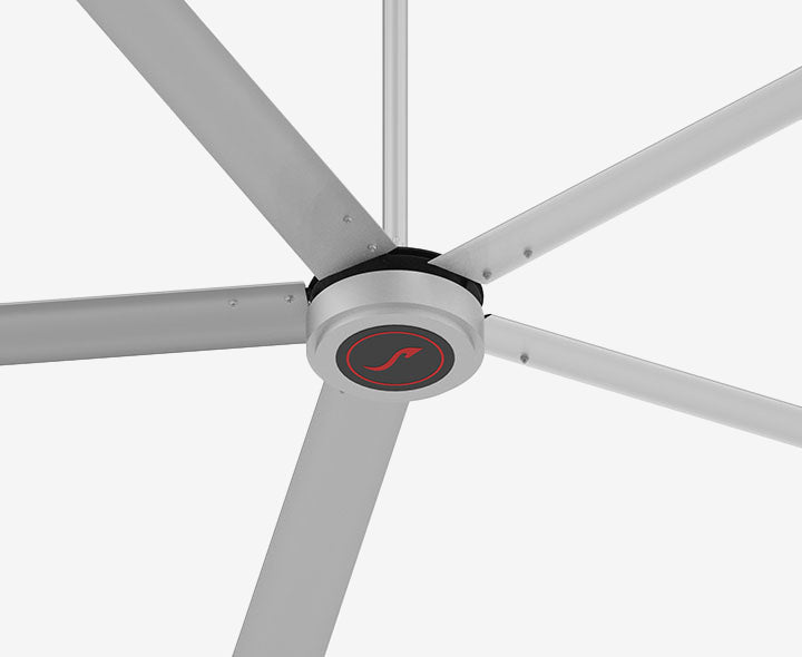Large commercial ceiling fan with adjustable speed, IPX5 rated for indoor and outdoor use