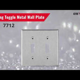 2-Gang Toggle Switch Wall Plate | Mid-Size | Stainless Steel | Enerlites 7712M