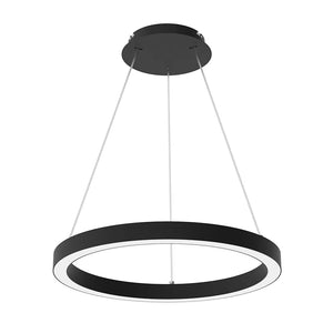 SRC Round Linear LED Chandelier with Up/Down Lighting – Multi-Watt, Multi-CCT, Sandy Black or White Finish