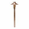 3W LED area light with solid copper natural finish, available in multiple heights and shade sizes, featuring a heavy-duty clear glass or PC lens, integrated 200-lumen LED, 3000K warm white light, and 360-degree beam angle for outdoor landscape lighting.