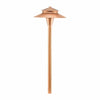 23-inch solid copper LED area light with natural finish, clear glass lens, 3W integrated LED, 3000K warm white, 8-inch shade, ideal for outdoor landscape and pathway lighting