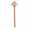 3W LED area light with solid copper natural finish, available in multiple heights and shade sizes, featuring a heavy-duty clear glass or PC lens, integrated 200-lumen LED, 3000K warm white light, and 360-degree beam angle for outdoor landscape lighting.