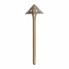 23-inch LED area light with antique bronze solid brass construction, featuring a heavy-duty clear glass lens, integrated 3W LED, 200 lumens output, 3000K warm white color temperature, and 360-degree illumination—ideal for outdoor landscape lighting.