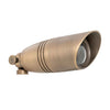 5W LED landscape spotlight with 4.9-inch solid brass housing, antique bronze finish, MR16 LED bulb, convex glass lens, adjustable 36-degree beam, IP67 waterproof rating