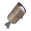 5W LED directional landscape light with 6-5/8-inch spun solid brass housing, antique bronze finish, MR16 LED bulb, convex glass lens, 36-degree beam, IP67 waterproof