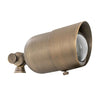5W LED directional landscape light with 6-5/8-inch spun solid brass housing, antique bronze finish, MR16 LED bulb, convex glass lens, 36-degree beam, IP67 waterproof