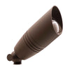 5W LED landscape spotlight with 4.5-inch cast bronzed brass housing, convex glass lens, MR16 LED bulb, adjustable 36-degree beam, IP67 waterproof for outdoor use