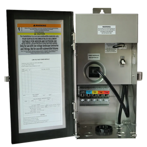 Multi-tap landscape transformer 12V–15V AC stainless steel