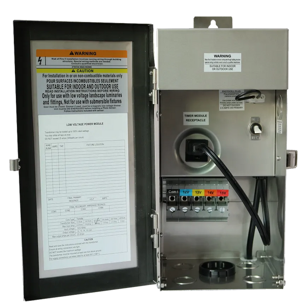 Multi-Tap Landscape Transformers | 12V–15V AC Stainless Steel