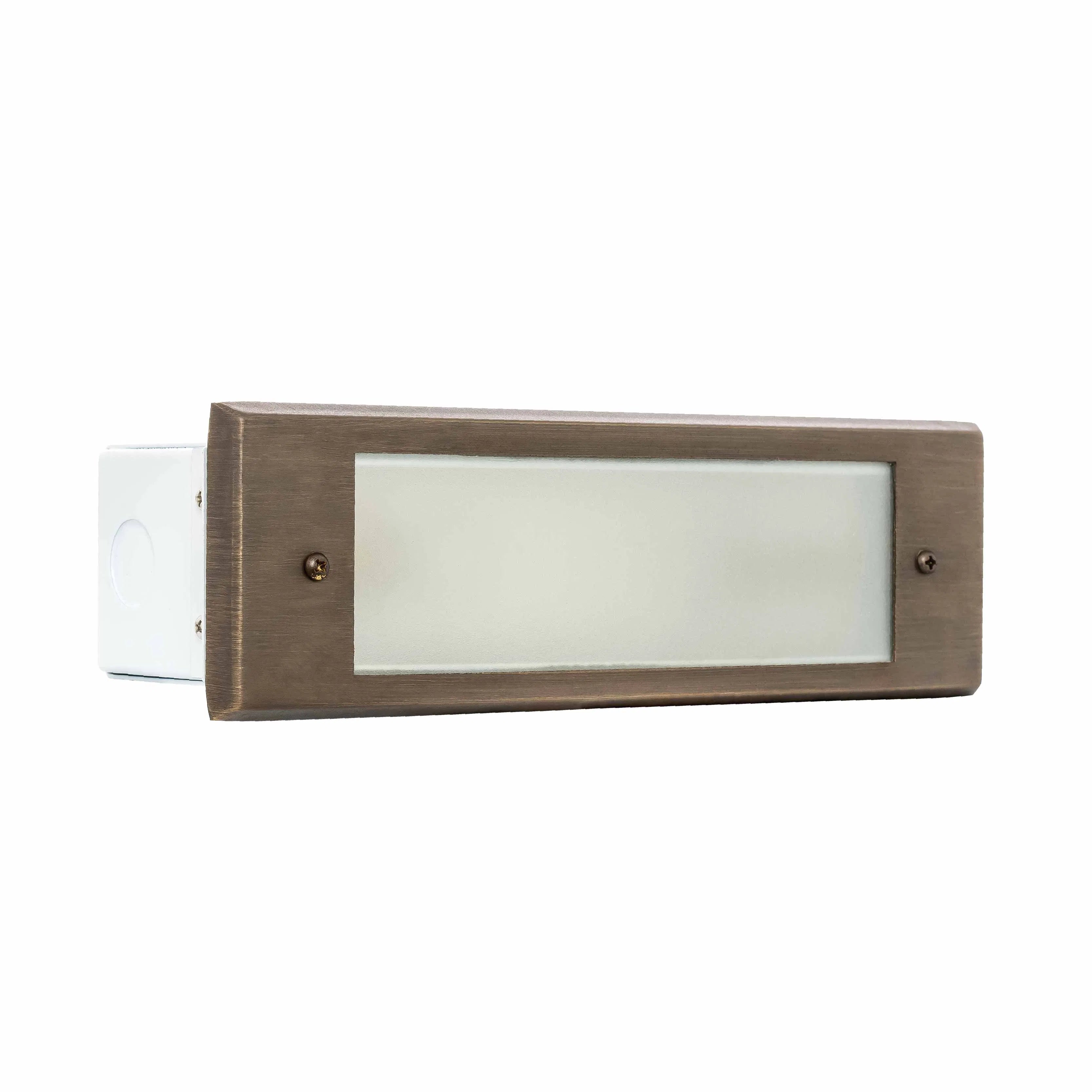 9-3/8 Inch LED Step Light 12V 3W 3000K Solid Brass Front Glass | LandScape Series