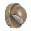 3-inch LED step light with cast solid brass housing in antique bronze finish, featuring a glass lens, 3W LED JC G4 bi-pin lamp, 200 lumens output, 80° beam angle, 3000K warm white light, 12V AC/DC operation, and IP67 waterproof rating for outdoor use.