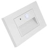 3W LED step light Model A, 12V AC, with PIR motion sensor and dusk-to-dawn photocell, selectable CCT (3000K, 4000K, 5000K), 75 to 150 lumens, integrated SMD LED module, polycarbonate housing, frosted glass lens, white, oil-rubbed bronze, or brushed nickel finish, 120° beam angle, IP65 rated for wet locations