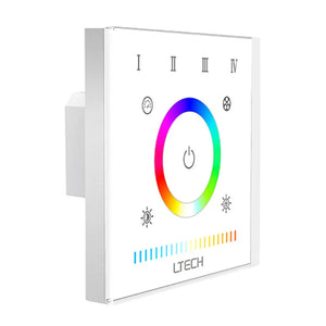 Wall-mounted RGBWY LED controller with 2.4G RF wireless control – 24V, 360W output