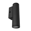 3W LED wall cylinder light with die-cast aluminum and glass housing, brushed nickel finish, selectable 3000K/4000K/5000K color temperature, 300 lumens output, 12V AC, IP-rated for wet locations, suitable for outdoor architectural lighting.