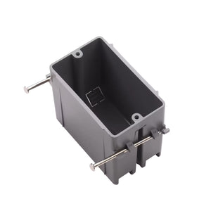 PLS-SN20X 1-gang PVC new work electrical box with 20 cubic inch capacity, UL94 V0 flame rating, and ETL listing for stud-mounted switch and outlet installations. - Available at Electrical Marketplace