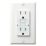 15 Amp tamper and weather resistant GFCI outlet with self-test feature, UL943 certified, white receptacle