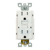 15 Amp tamper and weather resistant GFCI outlet with self-test feature, UL943 certified, white receptacle