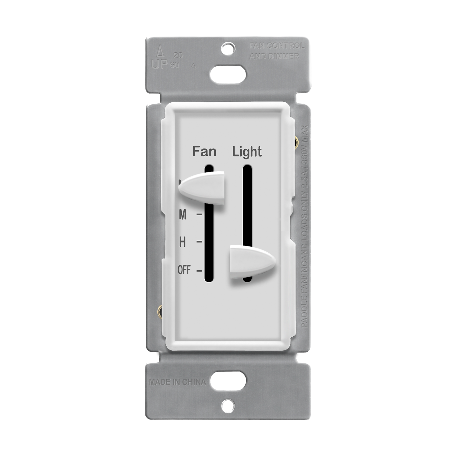 3-Speed Fan Controller and LED Dimmer Slider, Single Pole