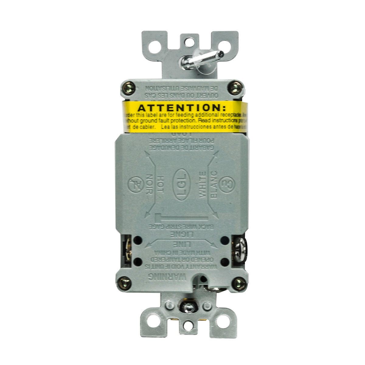 20 Amp tamper and weather resistant GFCI outlet with self-test feature, UL943 certified, white receptacle