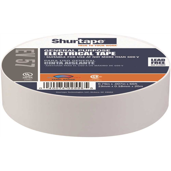Shurtape EV 57 3/4 in. x 66 ft. General Purpose Electrical Tape, UL Listed, GRAY, 7 mils [10 Rolls]