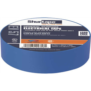Shurtape EV 57 3/4 in. x 66 ft. General Purpose Electrical Tape, UL Listed, BLUE, 7 mils [10 Rolls]