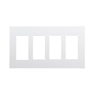 4-Gang Snap In Screwless Decorator Wall Plate | White | Commercial Grade