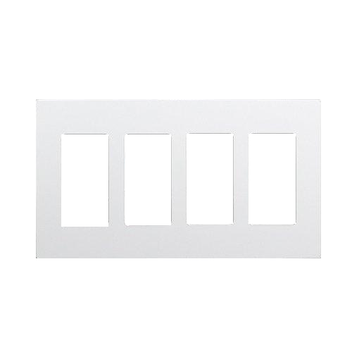 4-Gang Snap In Screwless Decorator Wall Plate | White | Commercial Grade