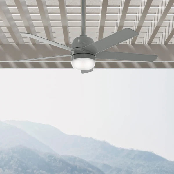 52 Inch Anorak Outdoor Ceiling Fan With LED Light | 5 Grey Blades | 3 Speed | Hunter 50290
