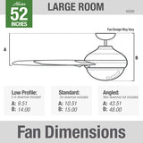 52 Inch Anorak Outdoor Ceiling Fan With LED Light | 5 Grey Blades | 3 Speed | Hunter 50290