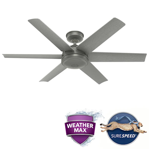 52 Inch Jetty Outdoor Ceiling Fan | 6 Matte Blades | 3 Speeds | Hunter 51731, 51202/03