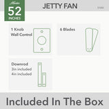 52 Inch Jetty Outdoor Ceiling Fan | 6 Matte Blades | 3 Speeds | Hunter 51731, 51202/03