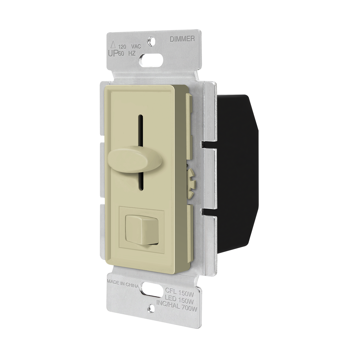 Enerlites 59302 dimmer switch for CFL, LED, incandescent, and halogen bulbs, vertical slider with mini paddle switch, UL listed