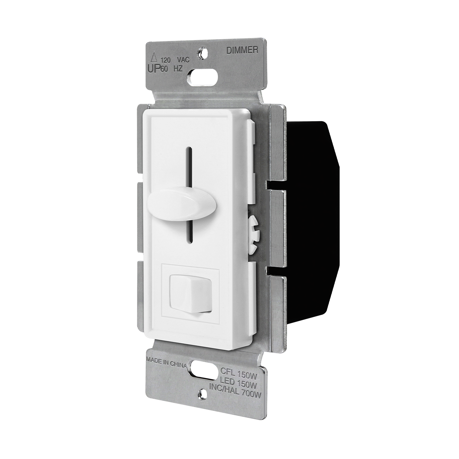 Enerlites 59302 dimmer switch for CFL, LED, incandescent, and halogen bulbs, vertical slider with mini paddle switch, UL listed