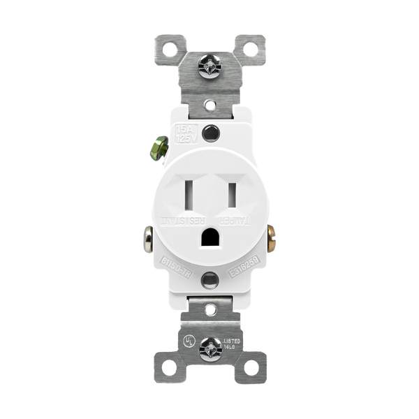 15 Amp Single Receptacle | Tamper Resistant | 125V | Commercial Grade