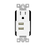 ENERLITES 61150-TR2USB-CU dual USB Type-A charger with 15A tamper-resistant receptacle UL listed