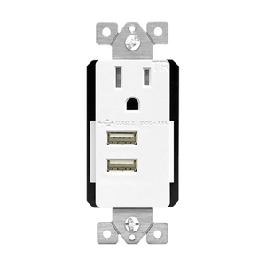 Interchangeable Dual USB Charger 4.8A with 15A Single Tamper-Resistant Receptacle