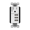 Interchangeable Triple USB Charger 5.8A with 15A Single Tamper-Resistant Receptacle