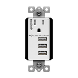 61150-TR3USB-CU triple USB Type-A charger with interchangeable module and 15A tamper-resistant receptacle